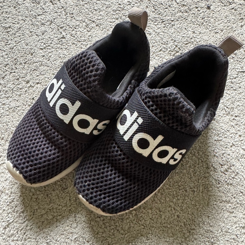 Adidas Kids Black Mesh Slip-On Sneakers